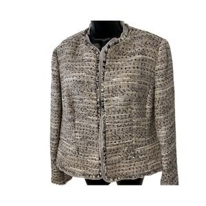 Anne Klein Blazer Jacket Women's Size 14 Light Pink, Black, White, Gold Speck